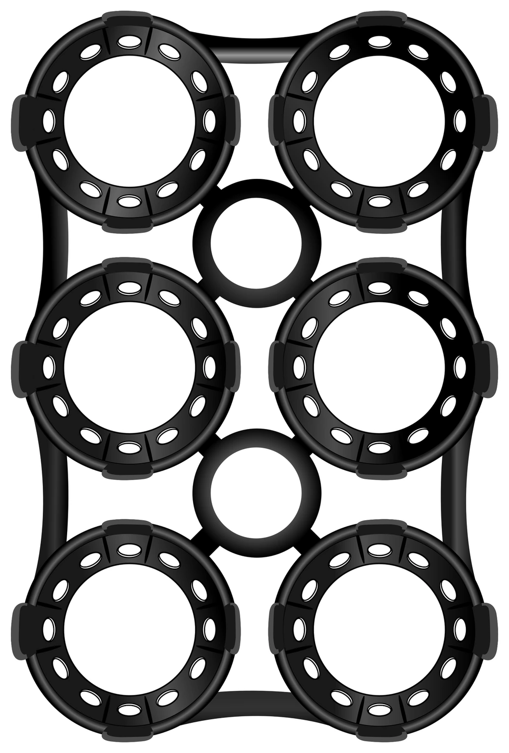 Six-pack black reusable HDPE can carrier